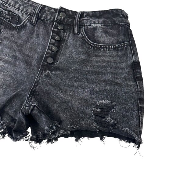 YMI DREAM Women Distressed Black Soft Denim Shorts Cut Off Button Fly Size 11/30 - Picture 10 of 11